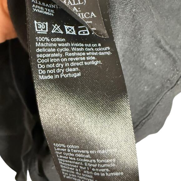 AllSaints Arie Black Ruched Oversized Drawstring Crewneck Tee Size XS - Picture 6 of 9